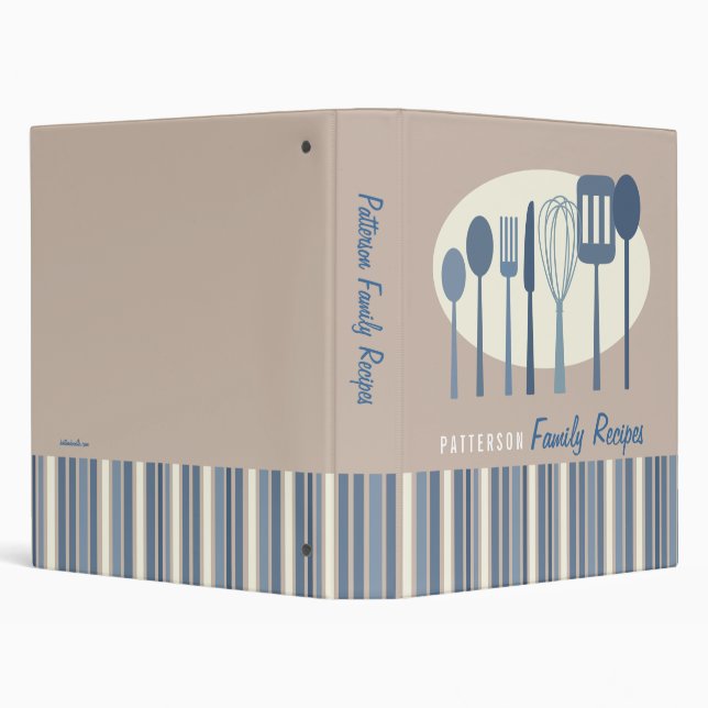 Retro Kitchen Cooking Utensils Recipe Binder (Background)