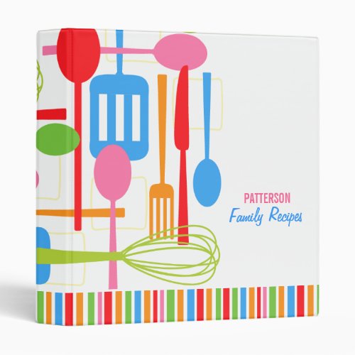 Retro Kitchen Cooking Utensils Recipe Binder