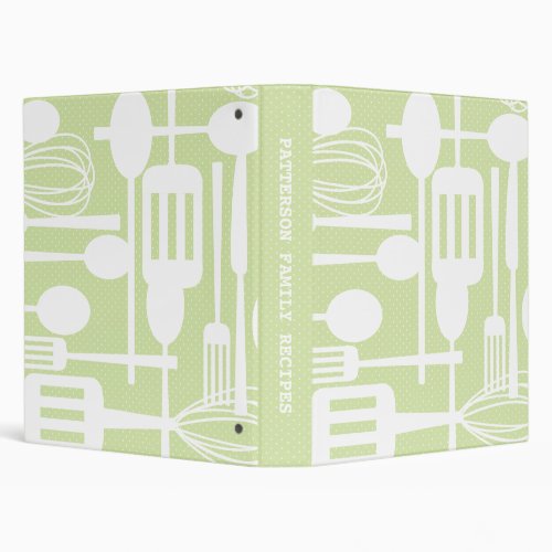 Retro Kitchen Cooking Utensils Recipe Binder Green