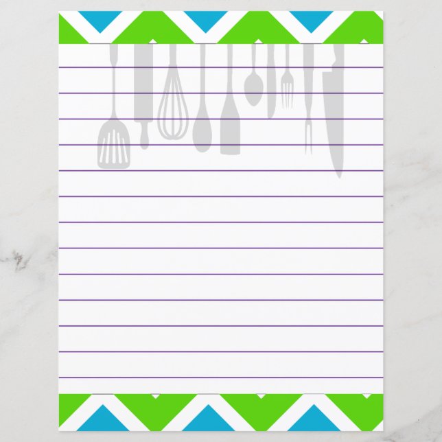 Retro Kitchen Cooking Utensils Zigzag Chevron (Front)