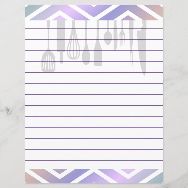 Retro Kitchen Cooking Utensils Zigzag Chevron (Front)