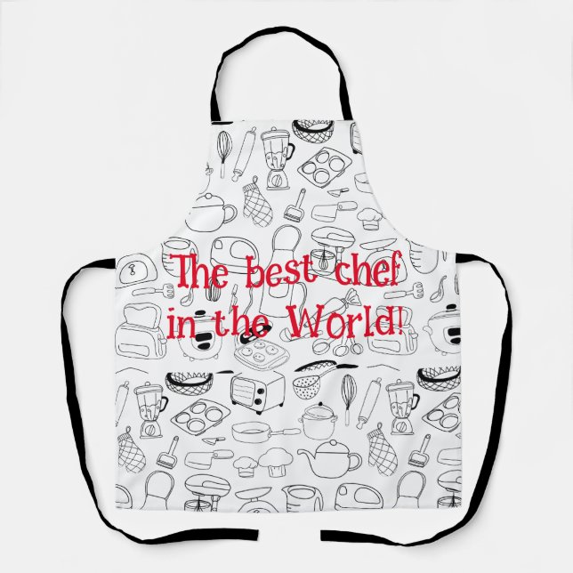 Retro kitchen design print - customize the text apron (Front)