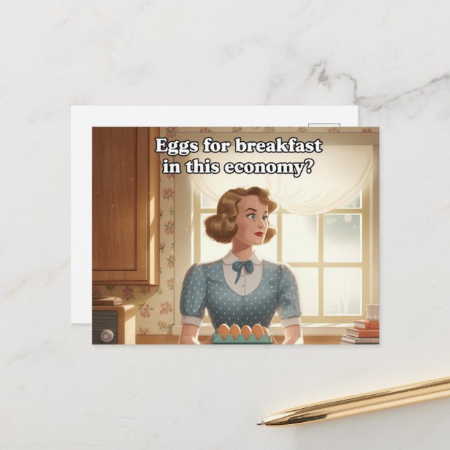 Retro Kitchen Eggs For Breakfast in this economy  Postcard (Front/Back In Situ)