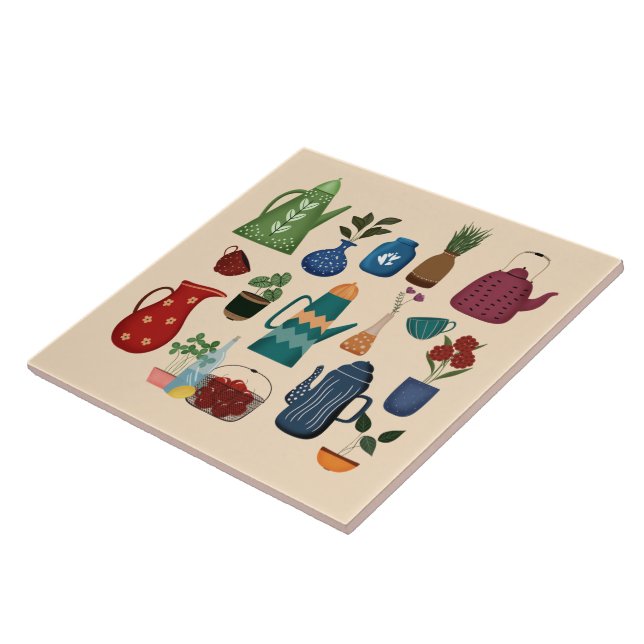 Retro Kitchen Essentials Ceramic Tile (Side)