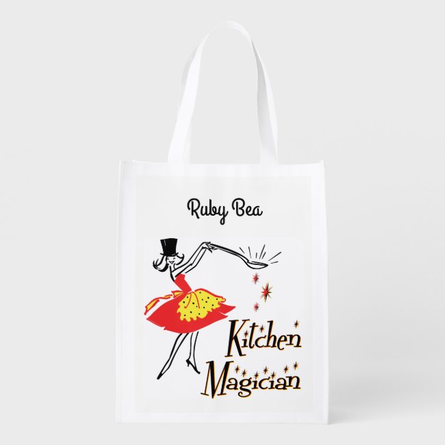 Retro Kitchen Magician Custom Grocery Bag