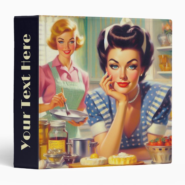 Retro Kitchen Painting 3 Ring Binder (Front/Spine)