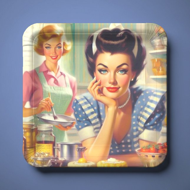 Retro Kitchen Painting Paper Plates (Creator Uploaded)
