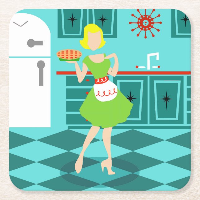 Retro Kitchen Paper Coasters (Front)