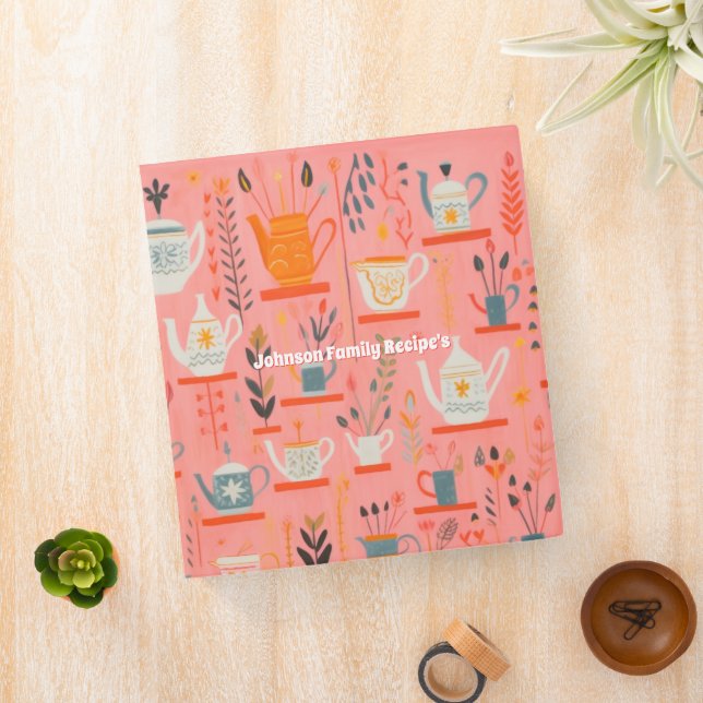 Retro Kitchen Personalized Recipe Keeper  3 Ring Binder (In Situ)