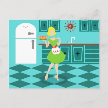 Retro Kitchen Postcard by StrangeLittleOnion at Zazzle