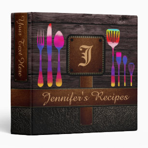 Retro Kitchen Recipe Leather Look 3 Ring Binder