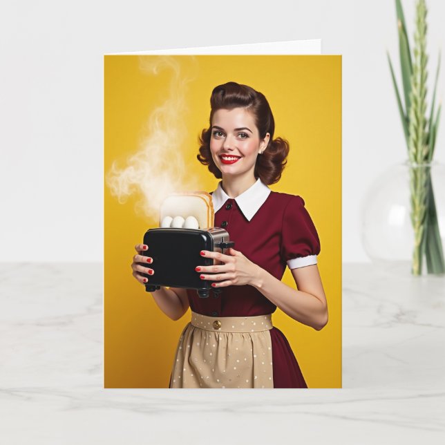 Retro Kitchen Smile Art Card (Front)