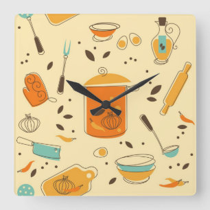 Retro Kitchen Square Wall Clock