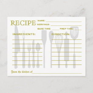 Retro Kitchen Tools Recipe Card Colorful Striped