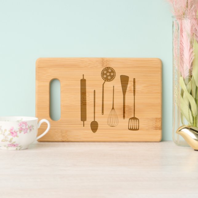 Retro Kitchen Utensils Cutting Board