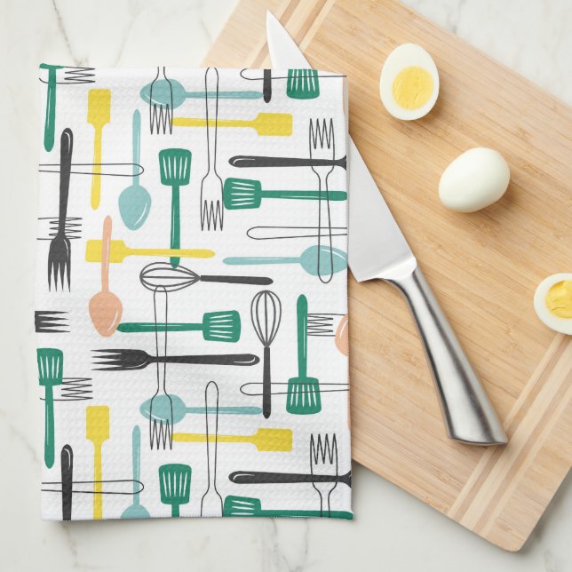 Retro Kitchen Utensils  Kitchen Towel (Quarter Fold)