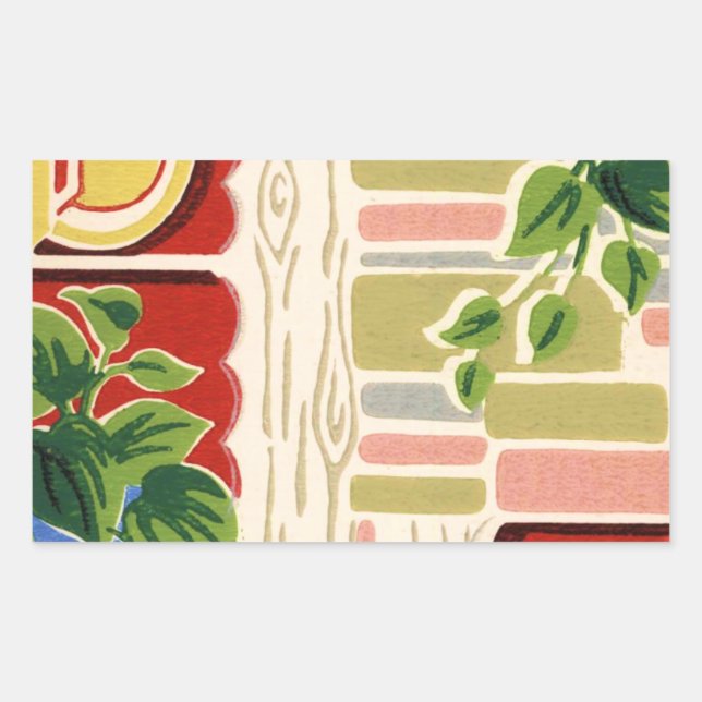 Retro Kitchen Wallpaper Rectangular Sticker (Front)