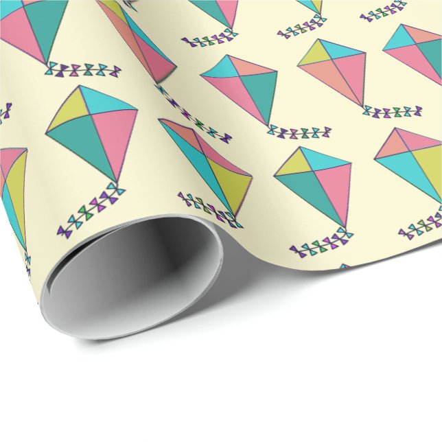 Retro Kite Pattern Wrapping Paper (Roll Corner)