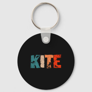 Retro Kite Surfing Design With Kite Silhouette Kit Keychain