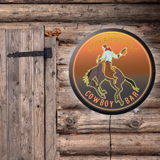 Retro Kitsch 1950s Neon Look Western Cowboy LED Sign