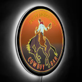 Retro Kitsch 1950s Neon Look Western Cowboy LED Sign (Angle)