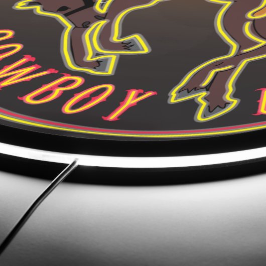 Retro Kitsch 1950s Neon Look Western Cowboy LED Sign (Edge)