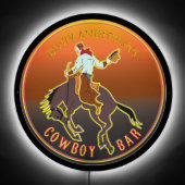 Retro Kitsch 1950s Neon Look Western Cowboy LED Sign (Front)