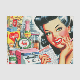 Retro Kitsch Beautiful Vintage Girl Tissue Paper