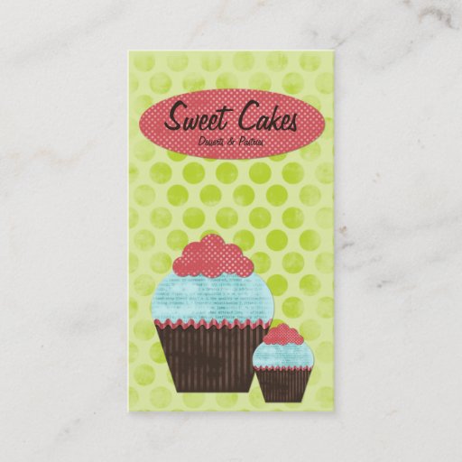 Customizable Retro Kitsch Cupcake #1 Business Cards