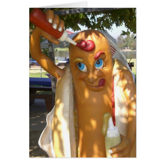 Retro Kitsch Hot Dog Statue Cards (Front)