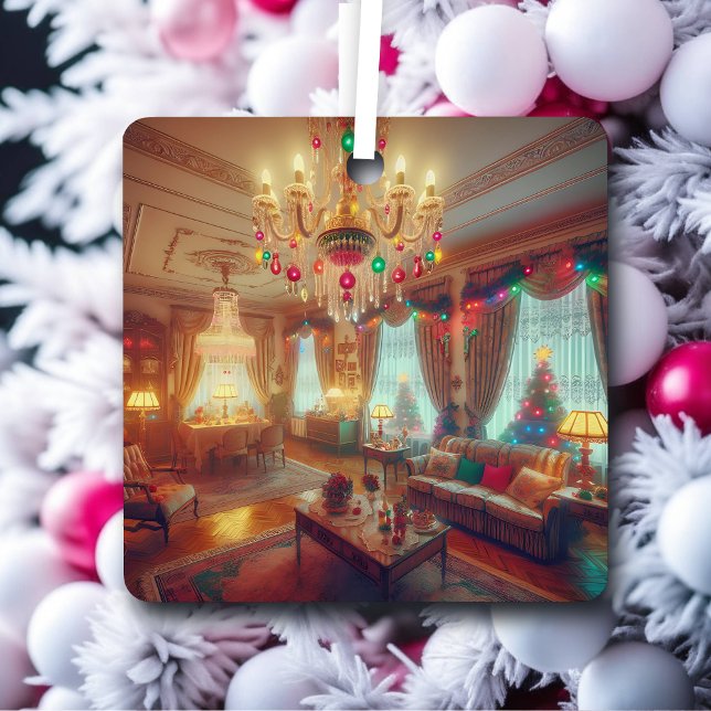 Retro Kitsch Retro Christmas Personalized Metal Ornament (Creator Uploaded)