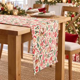 Retro Kitschmas Candy Cane Christmas Table Runner