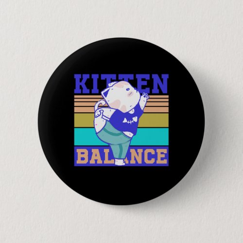 Retro Kitten Balance Cat Yoga Kitty Pet Animal Gif Button