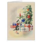 Retro Kitten Christmas Greeting Card (Front)
