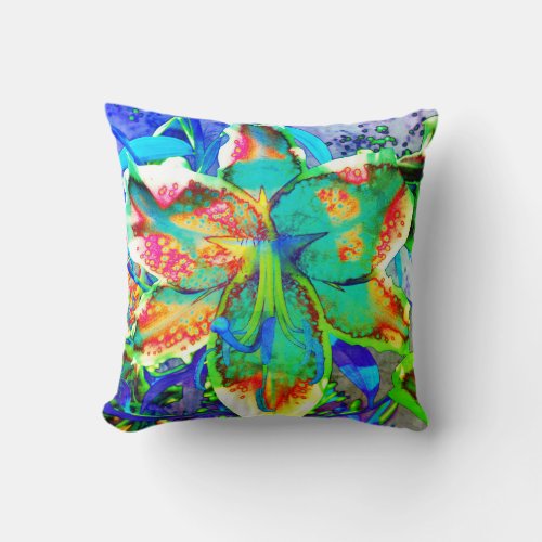 Retro kiwi Lily Throw Pillow