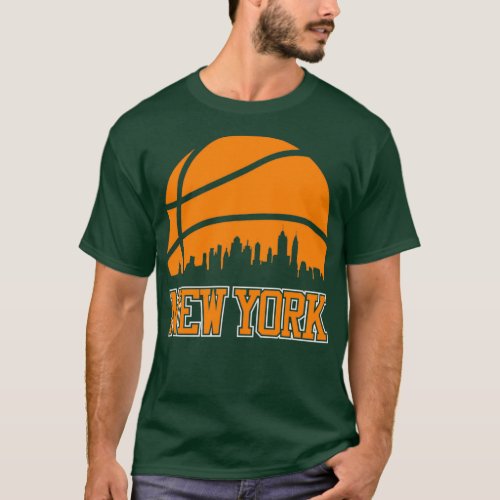 Retro Knicks Basketball New York City Skyline T_Shirt