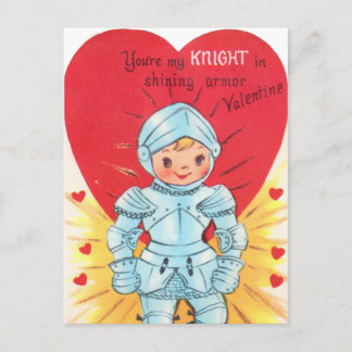 Retro Knight Valentine Holiday Postcard
