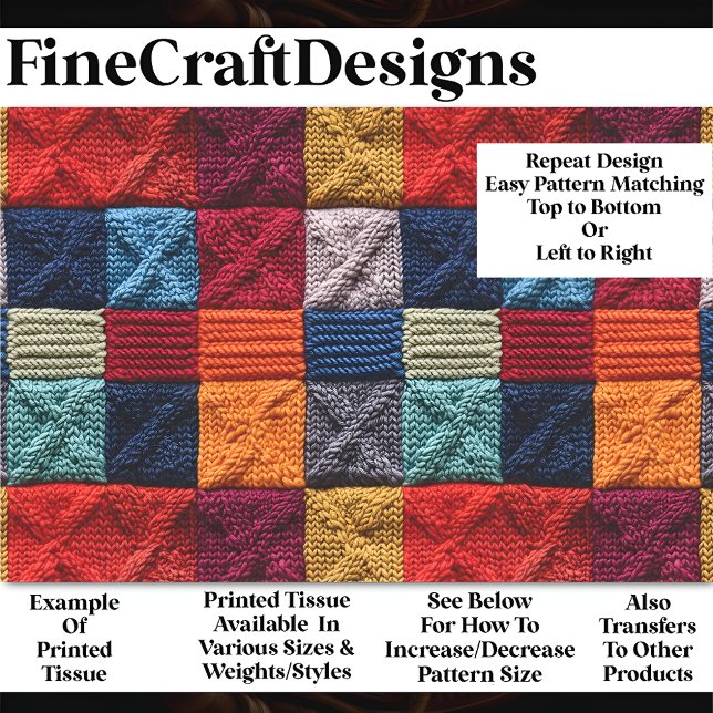 Retro Knitted Squares Quilt Pattern BP4 Decoupage Tissue Paper (Creator Uploaded)