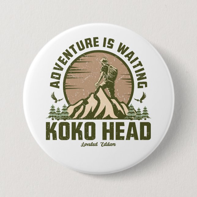 Retro Koko Head Hike  Button (Front)