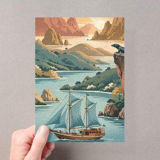 Retro Komodo Island Indonesia Acrylic Invitations
