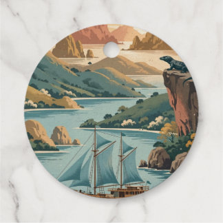 Retro Komodo Island Indonesia Foil Favor Tags