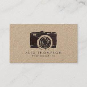 Retro Kraft Vintage Film Camera Photographer Business Card