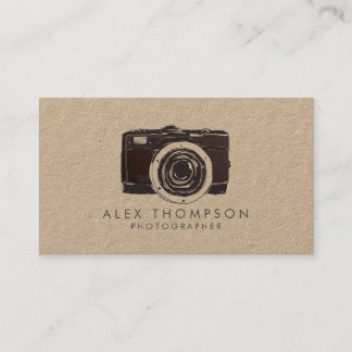 Retro Kraft Vintage Film Camera Photographer Business Card