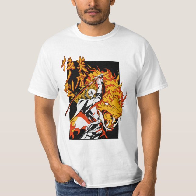 Retro kyojuro rengoku anime T-Shirt (Front)