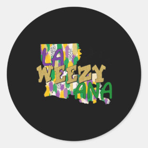 Retro La Weezy Ana Happy Mardi Gras Louisiana New Classic Round Sticker
