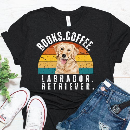 Retro Labrador Dog Books Coffee T_Shirt