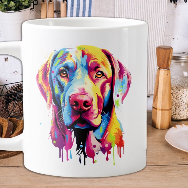 Retro Labrador Retriever Pop Art Colorful Dog Large Coffee Mug (Creator Uploaded)