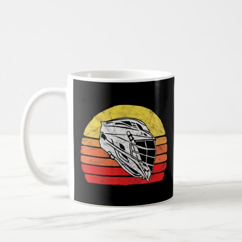 Retro Lacrosse Helmet Lax Design Vintage 80s Sunse Coffee Mug