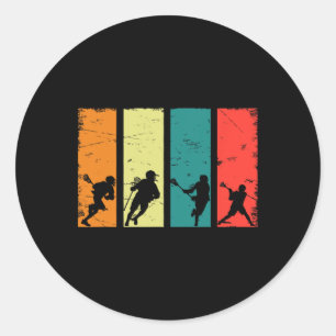 Retro Lacrosse Players Lax Stick Vintage Lacrosse  Classic Round Sticker