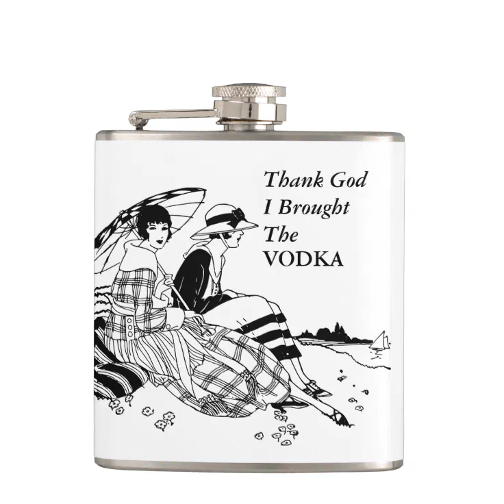 Retro Ladies On Beach Funny Vodka Alcohol Quote Flask | Zazzle Retro Ladies On Beach Funny Vodka Alcohol Quote Flask | Zazzle
